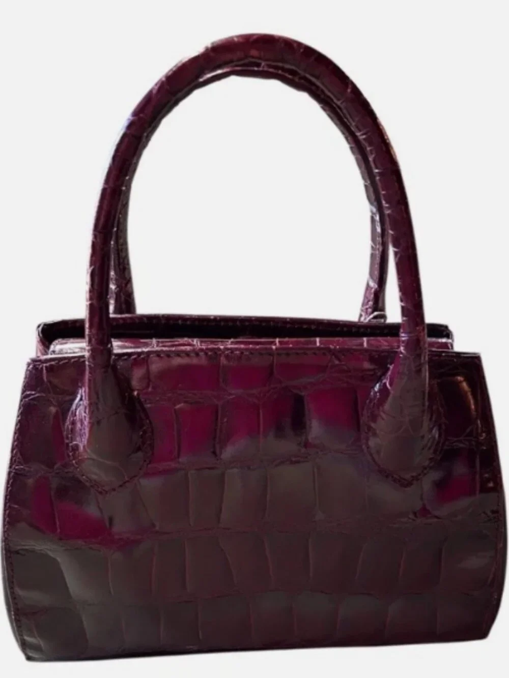 VINTAGE DESMO ITALIAN CROC PURSE BURGUNDY SMALL SCUFFS ON CORNERS